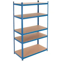 ECD Germany Werkstattregal Schwerlastregal 200x100x60 cm Blau aus pulverbeschichtem Metall mit 5 Böden aus MDF Holz belastbar bis 875kg Lagerregal Steckregal Regal