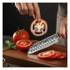 Wakoli EDIB Essentials 2er Damastmesser-Set - Küchenmesser Set aus 67 Lagen Damaststahl, Kochmesser-Set mit kleinem Chefmesser, Santokumesser, Pakkaho