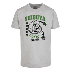 T-Shirt MERCHCODE "Merchcode Herren Park Fields - Shibuya T-Shirt", Herren, Gr. XXL, grau (erdgrau), 100% Baumwolle, unifarben, casual, normal, Rundhals, Kurzarm, Shirts