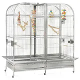 Montana Cages | Papageienvoliere XXL Palace in hellgrau, die Voliere XXL, der Käfig XXL mit Trennwnand und Anflugklappen