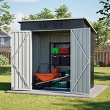 Geräteschuppen Gerätehaus Metall Gartenhaus Lagerschuppen 3,74m3 Schwarz mit Pultdach Fundament - Schwarz
