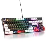 SOLIDEE mechanische Gaming-Tastatur in voller Größe,Schwarz-weiße Tastatur,QWERTY 104 Tasten kabelgebundene Tastatur,RGB Hintergrundbeleuchtung&Nummernblock,mechanische Tastatur von NKRO(104 Black)