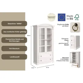 OTTO home Glasvitrine Anna 97 x 46 x 188 cm Weiß