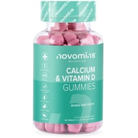 Calcium & Vitamin D Gummis – 400 mg Calcium – Vegetarisch – Glutenfrei – 1 Monatsvorrat – Kaubares Nahrungsergänzungsmittel mit Vitamin K2 – Gesunde Muskeln und Knochen – Hergestellt von Novomins