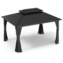 Blumfeldt ShadeFortress Pavillon 4x3 m verzinktes Stahldach schützt vor Sonne, Regen und Wind Schwarz