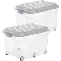 Rotho 2er Set Aufbewahrungsbox mit Rollen 57L Roller 6