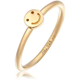 Elli Ring 925 Silber mit Smiling Pinky Ring in gold, | Gr.: 46