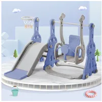 WISHDOR Indoor-Rutsche 4 in 1 Kinderrutsche Rutsche Fun-Slide Schaukel mit Basketballkorb, (Schaukel Rutsche Gartenrutsche mit Rutschbahn), für 1-6 Jahre Kinder Indoor & Outdoor blau