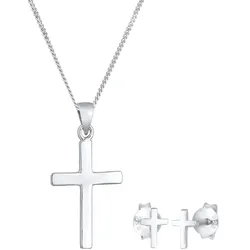 Elli Kreuz Kette Ohrstecker 925 Silber Schmuck-Set   Damen 