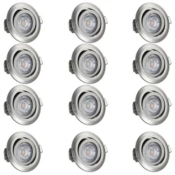 Monzana Einbauleuchte 12er Set schwenkbar und dimmbar Stil Nickel
