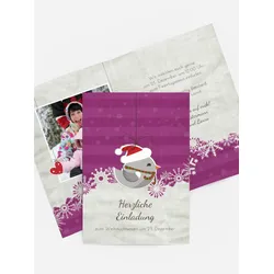 Foto Weihnachtseinladung selbst gestalten mit Spruch und Fotos im Onlinedesigner bei Meine-Kartenmanufaktur.de