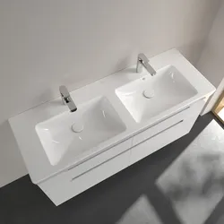 Villeroy & Boch Subway 2.0 Schrank-Doppelwaschtisch 7175D001, Badkeramik, weiß