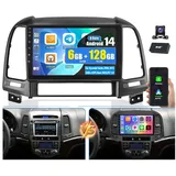 ESSGOO 9'' 6+128G Carplay Für Hyundai Santa 2006-2012 GPS Navi DAB+ Autoradio (Digitalradio (DAB), RDS, AM, FM, Carplay Android Auto Bluetooth EQ USB GPS Navi WIFI Touchscreen) schwarz