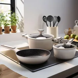 STONELINE Creme Topf-Set 11-tlg. Kochtopf + Deckel