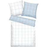 Tom Tailor Unisex Renforcé-Bettwäsche, 2-teilig, 155x220/80x80 cm, blau, Kariert, Gr. 155X220