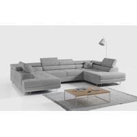 MKS MÖBEL Ecksofa GUSTAW U, U-Form Couch mit Schlaffunktion, Wohnzimmer - Wohnlandschaft grau