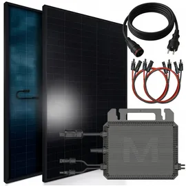 sunniva Balkonkraftwerk Full Black Bifazial 800 W inkl. 2 x 460 W N-Typ Glas-Glas Bifacial Module