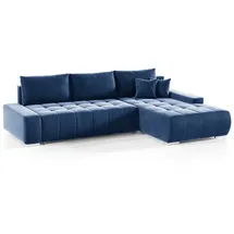 Fun Möbel Ecksofa Sofa Mit Schlaffunktion Vogar Stoff Monolith Blau Ottomane Rechts