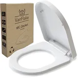 VanFlake Toilettendeckel, WC Sitz [Absenkautomatik und Schnellverschluss] Toilettendeckel mit Absenkautomatik, D Form, Klodeckel mit Absenkautomatik, Klodeckel weiß, WC Toilettensitz max. 200kg