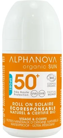 Alphanova Sun Roll-On Sonnenschutz SPF50+ Hohe Beständigkeit 100% Natürlich Bio 50g