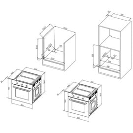 PKM Einbaubackofen mit Induktionskochfeld autark, 60cm, Pyrolyse, 2 Doppelflexzonen