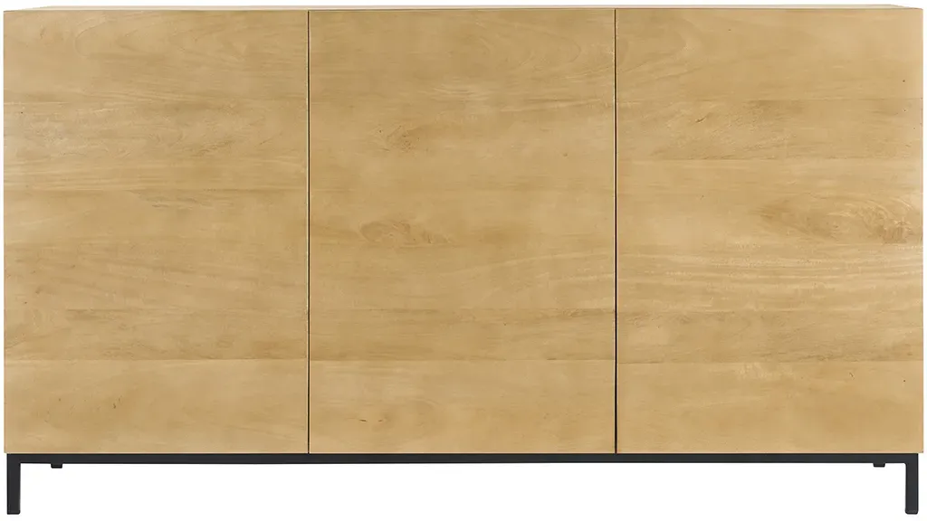 Industrial-Sideboard YPSTER 3 Türen aus aus massivem Mangoholz und Metall