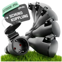 greate 6x Schuko Kupplung 230V Aussenbereich - Schukosteckdose wasserdicht nach IP54 - Schukokupplung mit Knickschutz & Zugentlastung - Strom Kupplung 2-polig mit 16A & 3,7kW - Schutzkontakt Kupplung
