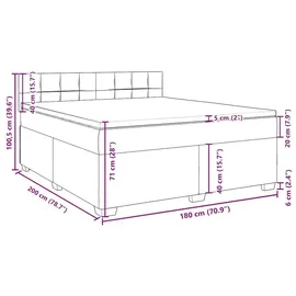 vidaXL Boxspringbett 180 x 200 cm Hellgrau