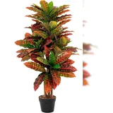 Costway Kunstpflanze Palmenbaum, Rot, Kunststoff, 100 cm, Dekoration, Blumen & Zubehör, Kunstpflanzen