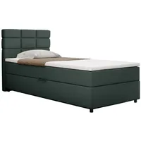 Panda möbel Boxspringbett 100x200, mit Bettkast und Topper- dunkelgrün