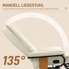 Homcom Relaxsessel Drehbar Fernsehsessel mit Liegefunktion, Fußstütze, Cremeweiß
