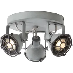 Brilliant LED Deckenstrahler Jesper flat Grill Grau Beton Industrial GU10 3x5W W...