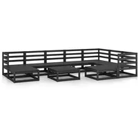 VidaXL 10-tlg. Garten-Lounge-Set Schwarz Massivholz Kiefer