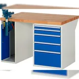 PROREGAL Werkbank Serie 7000 - Modell 7511 | HxBxT 89x125x90cm | 5x Schublade + 1x Schrank | Schubladenmaße 1x60 + 1x90 + 2x150 + 1x270mm
