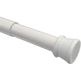 Interdeco Spannstange Ausdrehbar, Klemmstange Mit Gummistopfen 26/23 Mm Aus Metall Und Kunststoff, Ohne Bohren, Weiß, Für Gardinen Und Duschvorhänge, Tensofix, 80-130 Cm