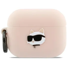 OEM Karl Lagerfeld Silikonhülle mit Chaupette-kopf-motiv für AirPods Pro 3, Pink