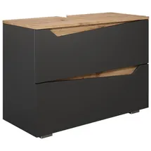 Vicco Waschbeckenunterschrank Marelle 2 Schubladen 80 x 57,5 x 35 cm Anthrazit/Braun