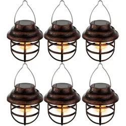 6er Set LED Solar Laternen Gitter Lampen Garten Deko Außen Beleuchtung Balkon Lampen rost