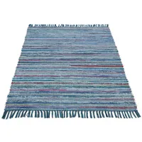 Carpetfine Kelim Chindi, blau, 60x110 cm | Moderner Teppich
