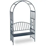 Relaxdays Rosenbogen mit Bank, robustes Metall, 2-Sitzer Deko-Gartenbank, Rankhilfe, HxBxT: 205 x 115 x 50 cm, Anthrazit