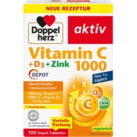 Doppelherz Vitamin C 1000 + D3 + Zink - Hochdosiert mit Vitamin C und Vitamin D