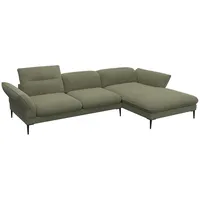 FLEXLUX Ecksofa Salino, Funktionssofa mit Recamiere, Relaxsofa, Ecksofa, Sofa mit Arm- und Kopfteil-Verstellungen, Kaltschaum & Stahl-Wellen grün