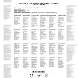 ich-zapfe Bierschlauch John Guest komplett - 3/8` und 5/8` Aufschraub-Verbinder