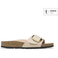 Birkenstock für Damen. 1026496 Leder-Sandalen Madrid Big Buckle (Schmale Passform) beige (42), Wohnung, Keine, Lässig