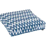 H.O.C.K. Sitzkissen "Portal", blau (blau, navy, geblümt), B:50cm H:10cm L:50cm, Polyacryl (dralon), Dekokissen_Sitzkissen_Kissenhüllen, Sitzkissen, mit Zick-Zack Muster