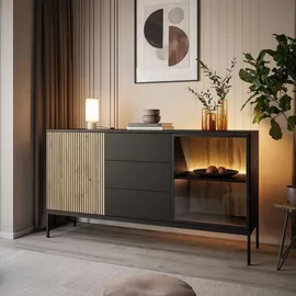 lookway Eclipse 154 x 83 x 39 cm Schwarz / Eiche Wotan