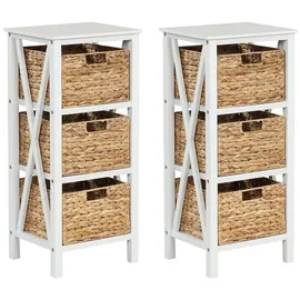 Costway Nachtschrank mit Seegraskörben 36 x 30 x 57 cm Weiß