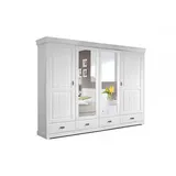 Kleiderschrank Schrank Massivholzschrank Kasten 4-türig 4trg. ROMAN Kiefer weiß