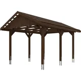 SKANHOLZ Skan Holz Wallgau - Satteldach Einzelcarport Breite 380 cm Gr. 0,5 - 380 x 500 cm Dachlattung nussbaum Holzcarport