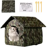 Katzenhaus Für Draußen Winterfest Wasserdicht Wetterfester Katzenhöhle Haustierhaus Mit Tür Und Matte Welpenhütte Im Freien Warm Hundehöhle Waschbar Hundehaus Für Streuner Haustiere,41x41x33cm